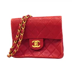 シャネル(Chanel) シャネル ショルダーバッグ ミニマトラッセ チェーンショルダー ラムスキン レッド レディース