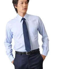 新品 [タケオキクチ] Made in JAPAN 市松紋 ドレスシャツ ブルー（091） 03（L）