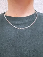 ネックレス メンズ チタン 2.5mm ベネチアンチェーン 50cm シルバー 錆びない 金属アレルギー対応 シンプル 喜平 ロング 付けっぱなしOK アクセサリー