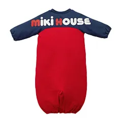 新品 [ミキハウス] ツーウェイオール カバーオール ロンパース ロゴ 男の子 女の子 ベビー ベビー服 赤ちゃん 40-2674-571 50-70cm 赤×紺