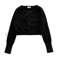 ルルソウル Bushy Crop Cardigan ブラック