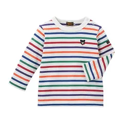 新品 [ミキハウス] ミキハウスダブルビー 長袖Ｔシャツ ボーダー 厚手 くま 日本製 男の子 女の子 ベビー キッズ 子供服 通園 通学 60-5237-498 120cm マルチカラー