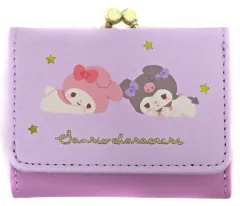 【中古】財布・パスケース マイメロディ＆クロミ 三つ折り財布 パープル 「サンリオ」