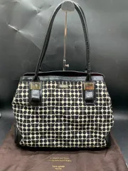 H383　ケイトスペード トートバッグ ブランドロゴ キャンバス レザー ブラック kate spade new york