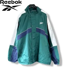 90s Reebok リーボック ナイロンジャケット 緑 XL 刺繍ロゴ オーバーサイズ