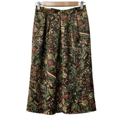mila schon(ミラショーン) ロングスカート サイズ028 L レディース美品  - ダークブラウン×マルチ 花柄