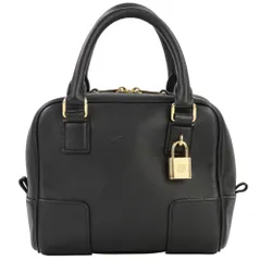 美品 LOEWE ロエベ アマソナ 16 スクエア トップハンドル 2wayレザーバッグ ブラック レディース 古着 中古 USED