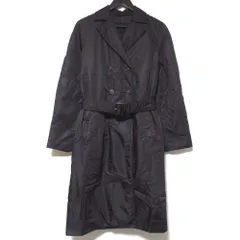 美品 PRADA プラダ ヴィンテージ 三角タグ ダブルブレスト ナイロン パデッド トレンチコート サイズ40 パープル レディース 古着 中古 USED