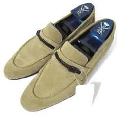 未使用 SUTOR MANTELLASSI ストールマンテラッシ スエード レザー ローファー シューキーパー付き サイズ39.5 約25cm ベージュ メンズ 古着 中古 USED