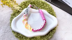 パラコード✶スマホストラップ✶ショート手首用✶ハンドストラップ✶ストラップホルダー付✶パステルレインボー☓パステルピンク☓ホワイト☓ラメピンク