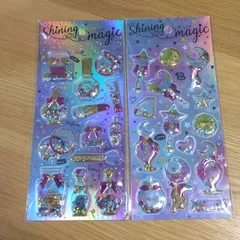 新品　グリッター　シャカシャカ　ホログラム　立体シール　3Dシール　2点組