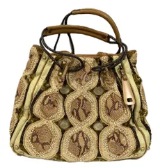 良品 JAMIN PUECH ジャマンピュエッシュ ビーズ ビジュー トートバッグ ベージュ レディース 古着 中古 USED