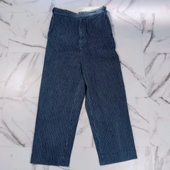 BEAMS BOY ディープライズパンツ インディゴ染め チョークストライプ ヒッコリー フリーサイズのサムネイル