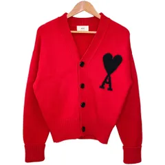 美品 24AW ami paris アミパリス ハートロゴ ニットカーディガン UKC002.018 サイズXS レッド レディース 古着 中古 USEDのサムネイル