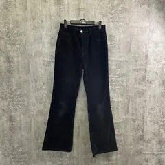 【T-475】GU コーデュロイフレアパンツ ブラック レディースLサイズ ブーツカットパンツ ベロア風コーデュロイ 美脚シルエット カジュアル パンツ 古着