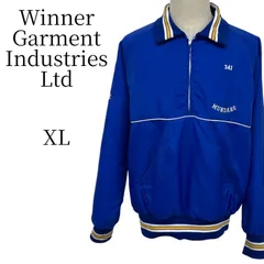 希少 カナダ製 XL 80s 90s Winner Garment Industries ナイロンジャケット プルオーバー ハーフジップ 刺繍 ブルー 企業物 アメカジ ゆるだぼ オーバーサイズ ヴィンテージ 古着 ジャンパー メンズ