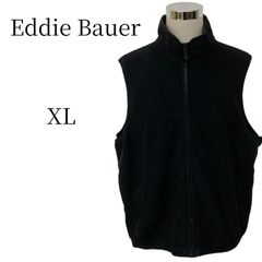 エディーバウアー POLARTEC フリースベスト 黒 メンズ XL TALLサイズ 高機能 Eddie Bauer 古着 刺繍ロゴ 大きいサイズ ビッグシルエット オーバーサイズ アウトドア 登山 キャンプ 重ね着 春秋 冬