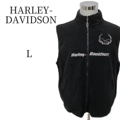 【人気】ハーレーダビッドソン フリースベスト L 黒 刺繍 スカル ウィリーG カナダ エドモントン ヘリテイジ バイク 古着 Harley-Davidson モーターサイクル ワンポイントロゴ ノースリーブ メンズ ジップアップ 1点物 希少