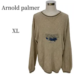 アーノルドパーマー ニット セーター XL ベージュ カナダ製 刺繍 ゴルフ ダイヤ柄 襟ライン 古着 90s ビンテージ ヴィンテージ VINTAGE ゆるだぼ オーバーサイズ ビッグシルエット Arnold Palmer コットン混 メンズ 大きいサイズ