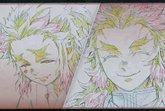 【中古】ポストカード 煉獄千寿郎＆煉獄杏寿郎 ポストカード 「劇場版 鬼滅の刃 無限列車編 上映四周年記念 炎柱・煉獄杏寿郎カフェ×ufotable Cafe×マチ★アソビCAFE×ufotable DINING×ufotable CINEMA」 お楽しみくじ