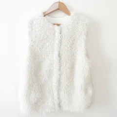 美品 23AW LOHEN ローヘン ECOPEL社 カーリーファー２WAY ショート ジレ ベスト LH23A-JK053 F ホワイト レディース 古着 中古 USED