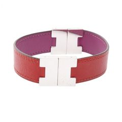 極美品 エルメス ルーリー レザー リバーシブル ブレスレット バングル