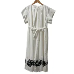 美品 25SS PANORMO パノルモ ANDANTE DRESS 裾コード刺しゅう プリーツ ロング マキシワンピース PANO-OP-083 サイズF ホワイト レディース 古着 中古 USED