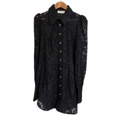 美品 ZIMMERMANN ジマーマン 長袖 ひざ丈 レース シャツワンピース 1 ブラック レディース 古着 中古 USED