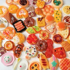 ミニチュアフード 40個 / 50個セット ドールハウス デコパーツ アクセサリー レジン DIY ハンドメイド ドーナツ チョコ パン (ミックス) [ミックス]