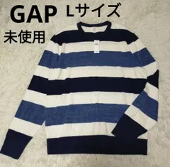 GAP 未使用 メンズ ニット セーター ボーダー 長袖 コットン 綿 ポリエステル ギャップ 紳士 春 Lサイズ