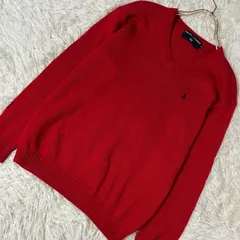 RALPH LAUREN ニット レッド M Ｖネック ワンポイント 着回し