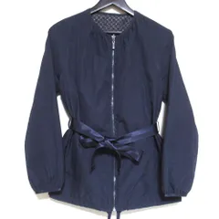 美品 Max Mara WEEKEND マックスマーラ ウィークエンド リバーシブル ジップアップ ノーカラージャケット サイズ38 ネイビー レディース 古着 中古 USEDのサムネイル