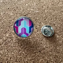 p256　【ネオン・ジオメトリック】シェブロン柄　ラペルピン　ピンバッジ
