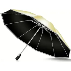 【逆折り式10本骨】折りたたみ傘 ワンタッチ自動開閉 メンズ レディース兼用 耐風・豪雨対応（台風対策可）広幅105cm大きい 反射テープ付き 遮光99%・UVカット99% 男子日傘 テフロン加工 折り畳み傘 収納ポーチ付き 晴雨兼用 梅雨対策 丈夫耐久 cr