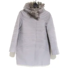 美品 Alberta Ferretti アルベルタフェレッティ ファー装飾 スタンドカラー コート サイズI38 グレージュ レディース 古着 中古 USED