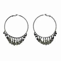 スワロフスキー SWAROVSKI フープ ピアス 両耳用 クリスタルドロップ チェーン ビーズ 銀 シルバーカラー