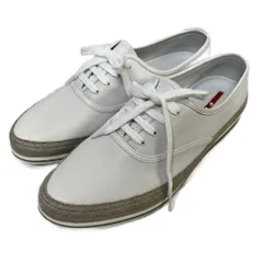 プラダスポーツ PRADA SPORT スニーカー エスパドリーユ ローカット スリッポン 切替 7 1/2 ホワイト 4E3114