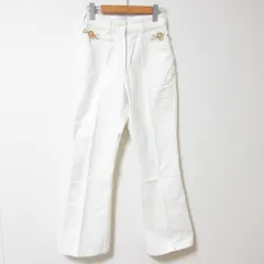良品 23SS PATOU パトゥ サークルロゴ金具 オーガニックコットン フレアデニムパンツ サイズ34 ホワイト レディース 古着 中古 USED