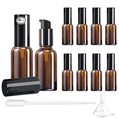 ポンプ瓶 30ml 10個 遮光 ポンプボトル ガラス 乳液 化粧品瓶 持ち運び可能 精油 ポンプ 容器トラベルボトル 小分け詰め替え容器 家庭 出張旅行用品（茶色）CH
