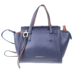 Salvatore Ferragamo (サルヴァトーレ フェラガモ) AMY エイミー ガンチーニバックル レザートートバック ブルー/ブラウン