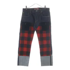 JUNYA WATANABE COMME des GARCONS (ジュンヤワタナベ コムデギャルソン) × Levi's チェック柄切り替え マルチポケット ジップアップ デニムパンツ インディゴ WT-P215のサムネイル