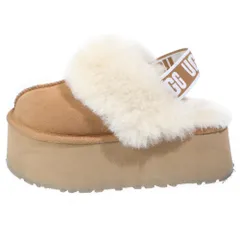 UGG (アグ) FUNKETTE ファンケット ファー付き プラットフォーム 厚底サンダル レディース ブラウン 1113474