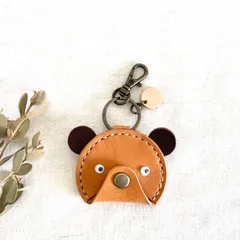 本革　くまさんのコインケースキーホルダー(ナチュラル)