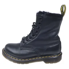 Dr.Martens (ドクターマーチン) 8ホール ファーライニング レザーレースアップブーツ ブラック レディース