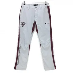 【美品】オークリー パンツ ライトグレー×ボルドー バイカラー ロゴ刺しゅう メンズ M ゴルフウェア Oakley