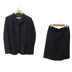 美品 JIL SANDER ジルサンダー モヘアブレンド ジャケット スカート スーツ セットアップ 36 ネイビー レディース 古着 中古 USEDのサムネイル