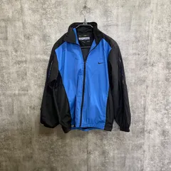 【Y-368】NIKE ナイキ ナイロンジャケット XL ブルー ブラック スウッシュ ロゴ スポーツジャケット メンズ アウター トレーニングウェア ランニング ジップアップ 秋春