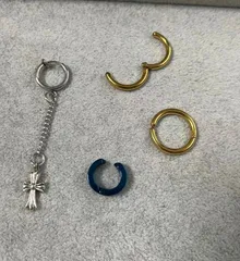 イヤリング イヤーカフ 計4点セット 人気の十字架クロス お得なセット品 ピアス穴不要 リング