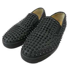 Christian Louboutin クリスチャンルブタン ブラック スタッズ スリッポン スニーカー ブラック系 39【中古】