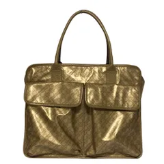 良品 GHERARDINI ゲラルディーニ ソフティ ダブルポケット トートバッグ ゴールド レディース 古着 中古 USED